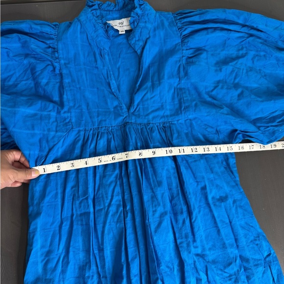 Never a Wallflower High Neck Midi Blue Check Dress - Picture 6 of 7